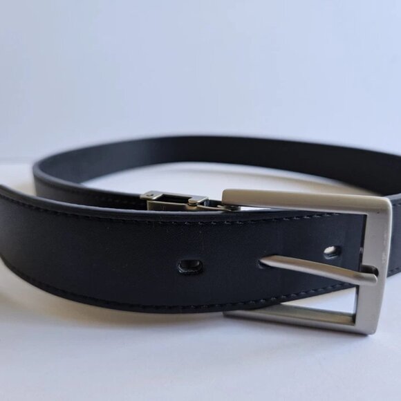 COBE Black Leather Belt – Classic Style with Silver Buckle – Size 32” - Picture 1 of 7